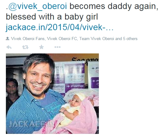 Vivek Oberoi, baby