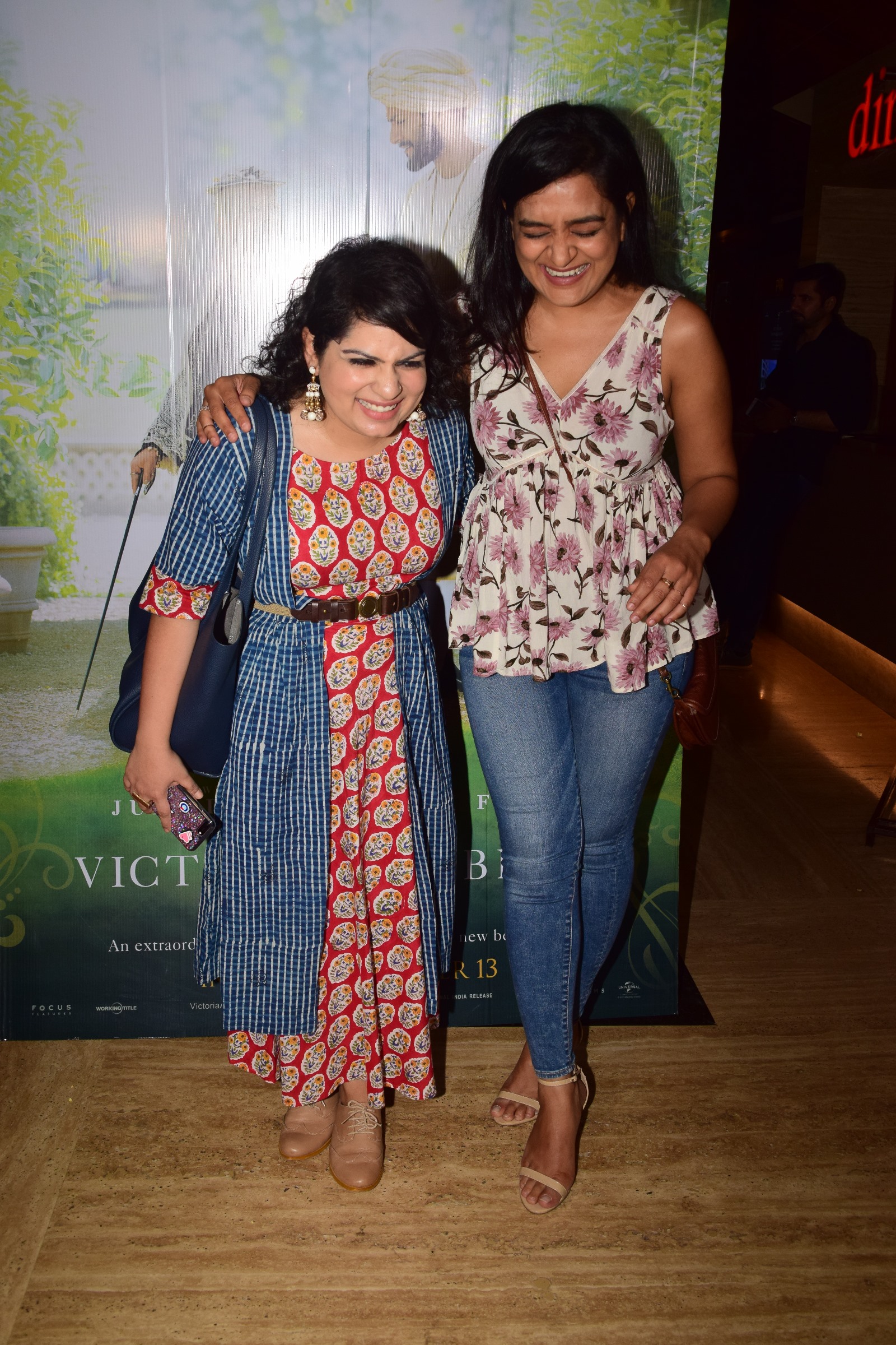 Mallika Dua and Kaneez Surka share a joke at the premiere of Ali Fazals Hollywood film Victoria Abdul Film Release Date 13th Oct.
