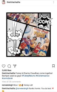 Ranveer Singh, Fukrey Returns, comics