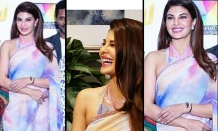 Jacqueline Fernandez, saree, Dabanng tour, press conference, USA, BollywoodDhamaka