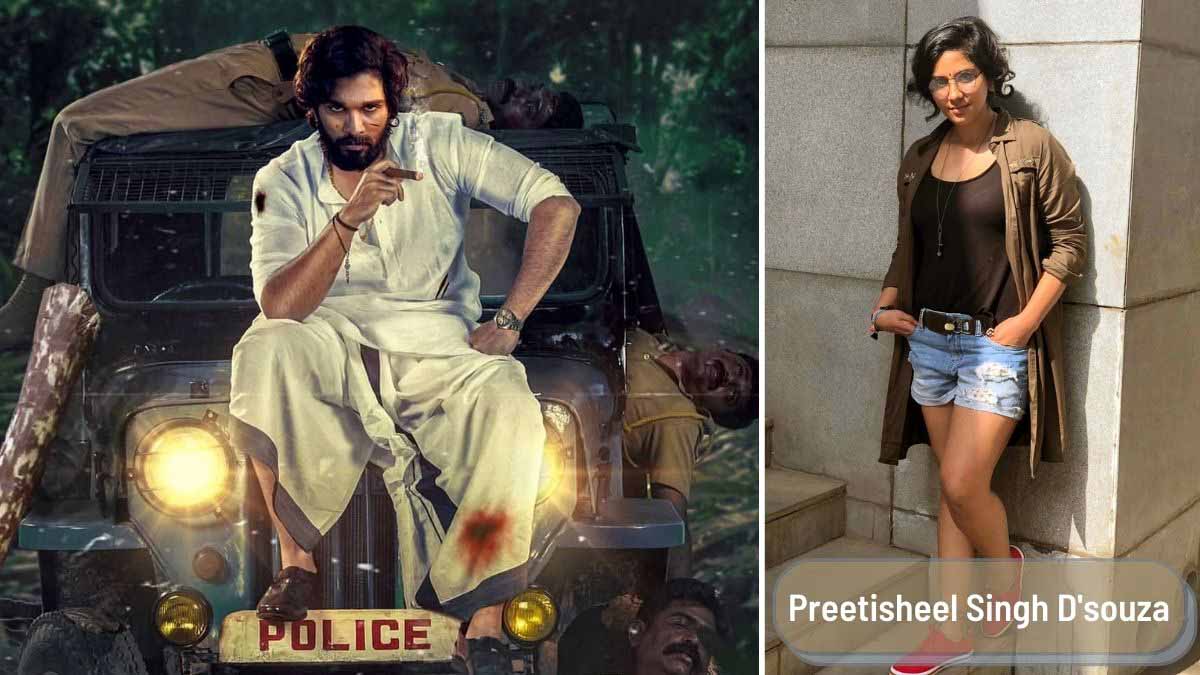 Left A still from Pushpa The Rise. Right Ace makeup and prosthetic character designer Preetisheel Singh Dsouza.