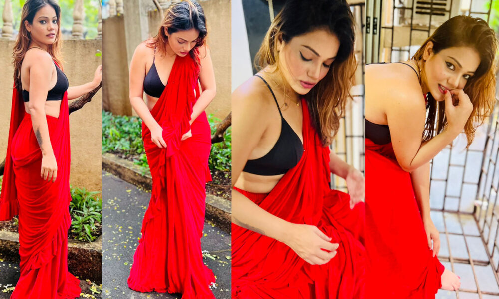 Sunny Leone, Aakarshika Goyal, internet on fire, red saree, photoshoot