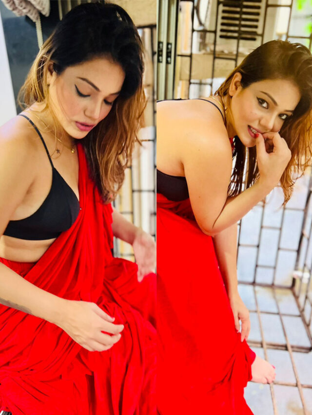 After Sunny Leone, Aakarshika Goyal sets the internet on fire with red saree photoshoot!