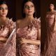Actress Kajol, rose gold saree, saree gown