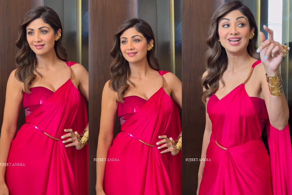 Shilpa Shetty, Amit Aggarwal, pink saree